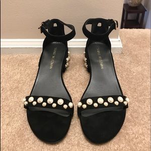 Stuart Weitzman Allpearls Suede Block-Heel Sandal